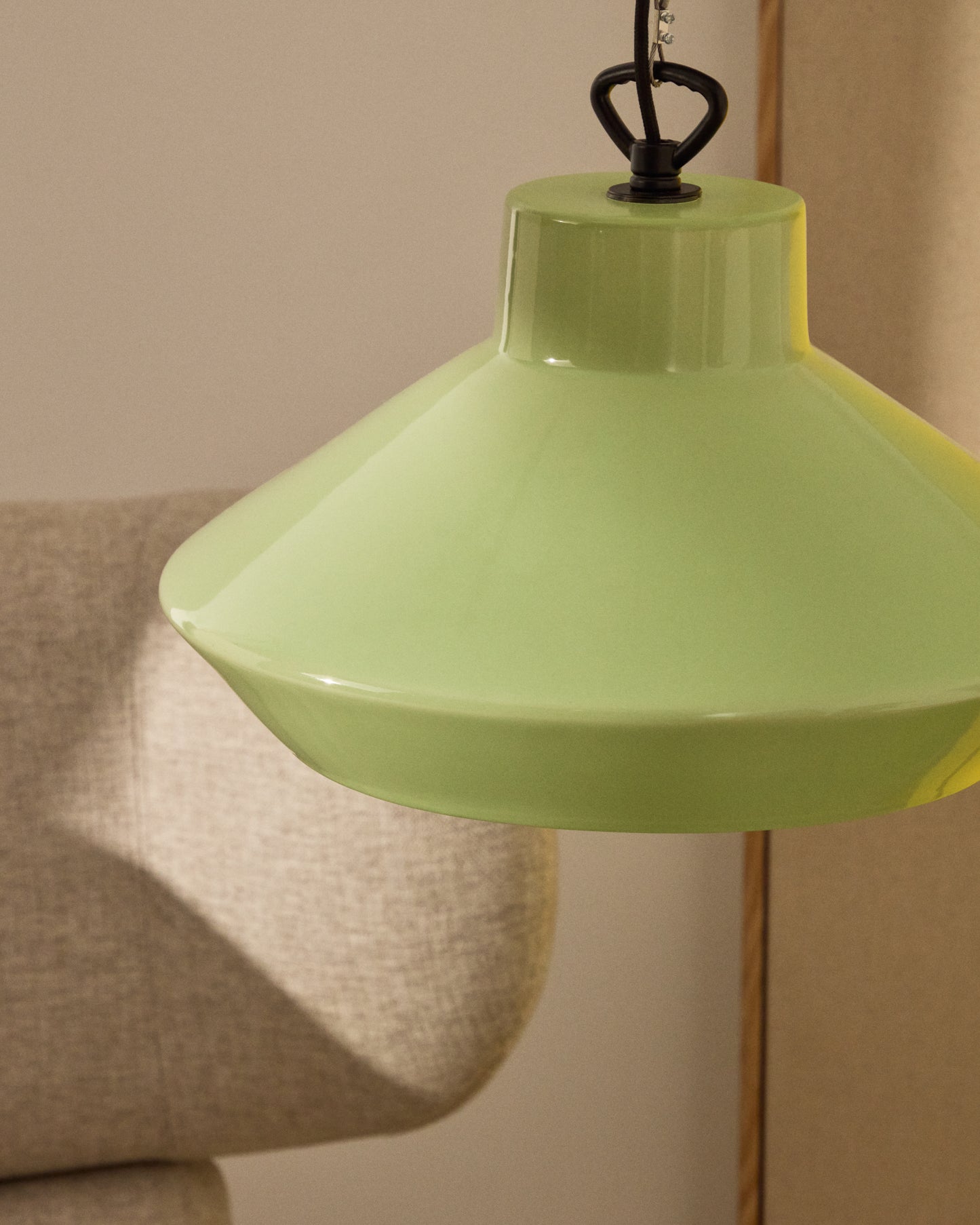Lampada da soffitto Portol in ceramica verde