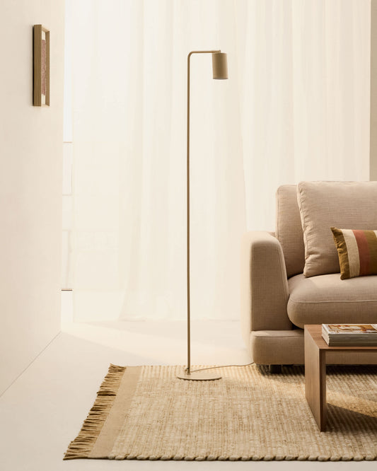 Lampada da terra Manie in metallo con finitura testurizzata beige