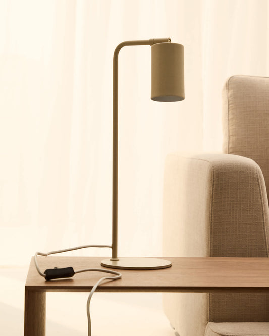Lampada da tavolo Manie in metallo con finitura testurizzata beige