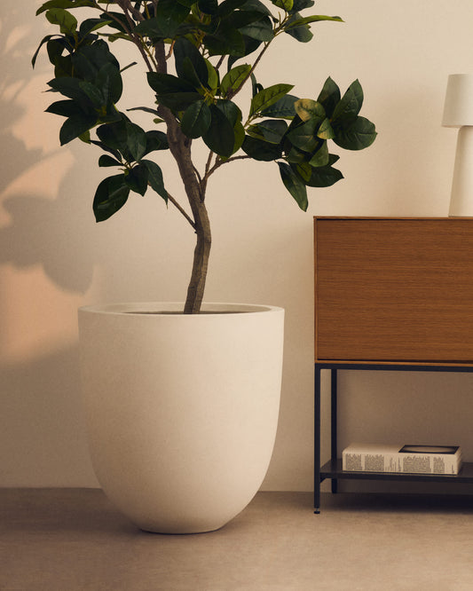 Vaso Aiguablava in cemento bianco Ø 56 cm