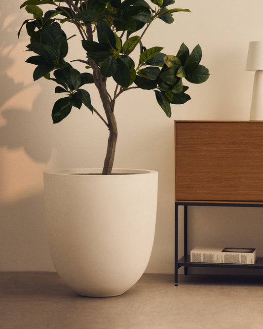Vaso Aiguablava in cemento bianco Ø 56 cm