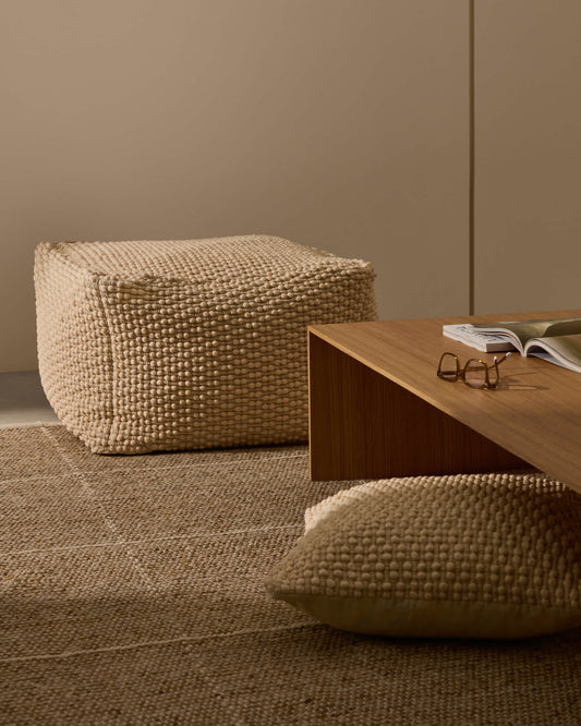 Pouf Mascarell in cotone e poliestere bianco 60 x 60 cm