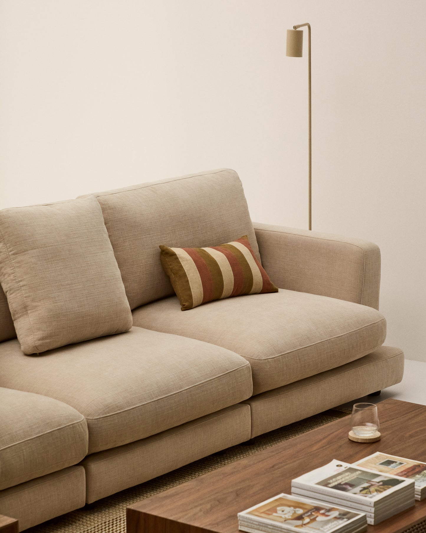 Divano Gala 4 posti in ciniglia beige 300 cm