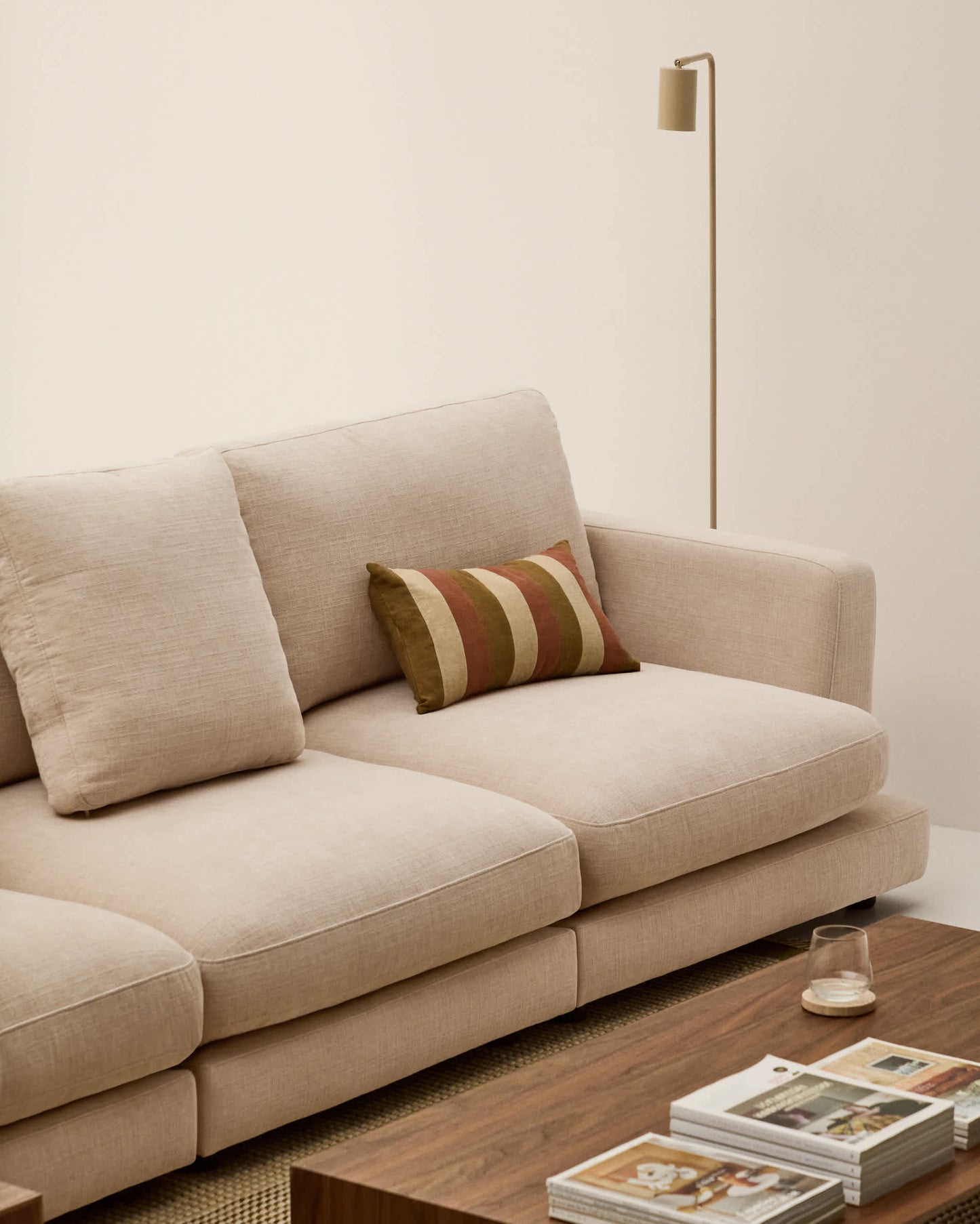 Divano Gala 4 posti in ciniglia beige 300 cm