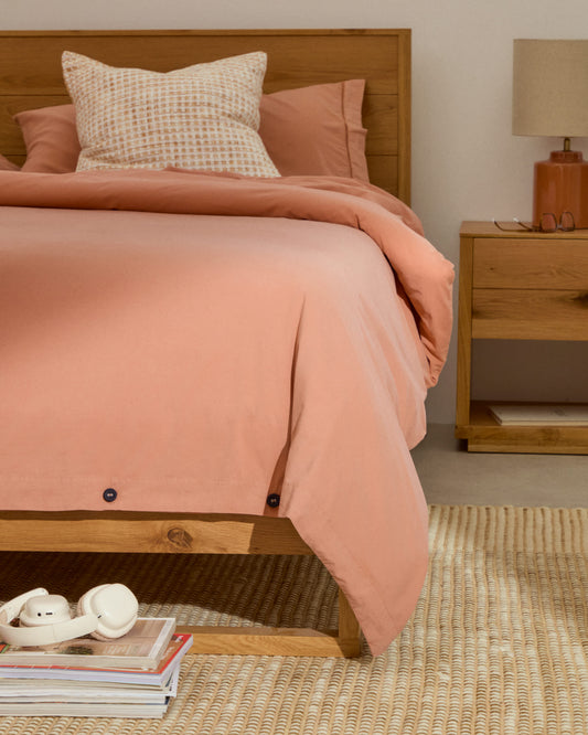 Letto Alguema con impiallacciatura in rovere e finitura naturale per materasso 90 x 190 cm
