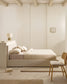 Letto con contenitore apribile Nahiri in ciniglia beige per materasso 180 x 200 cm
