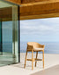 Sgabello Galea in legno massello di teak e rattan sintetico da 75 cm FSC 100%