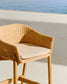 Sgabello Galea in legno massello di teak e rattan sintetico da 75 cm FSC 100%
