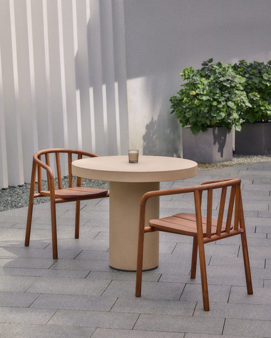 Tavolo rotondo Aiguablava in cemento beige Ø 90 cm
