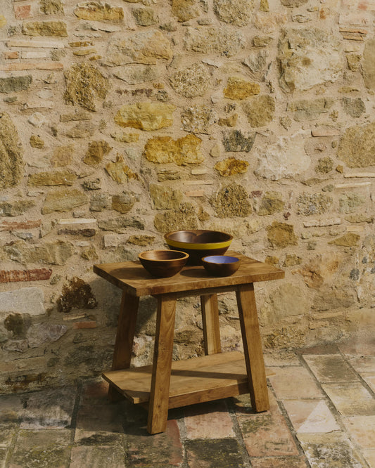 Poggiapiedi Safara in legno massello di teak riciclato 50 x 32 cm