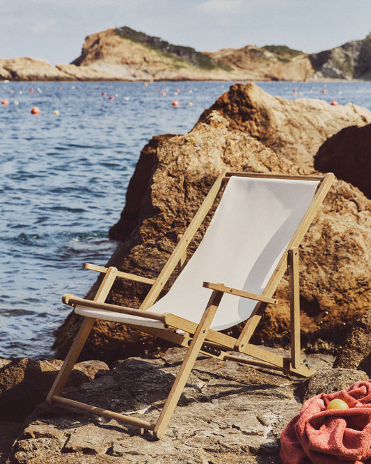 Amaca pieghevole da esterno Vilara bianca in legno massiccio di acacia