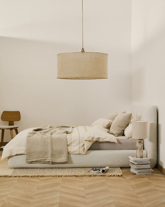 Letto sfoderabile Martina in ciniglia écru per materassi 160 x 200 cm