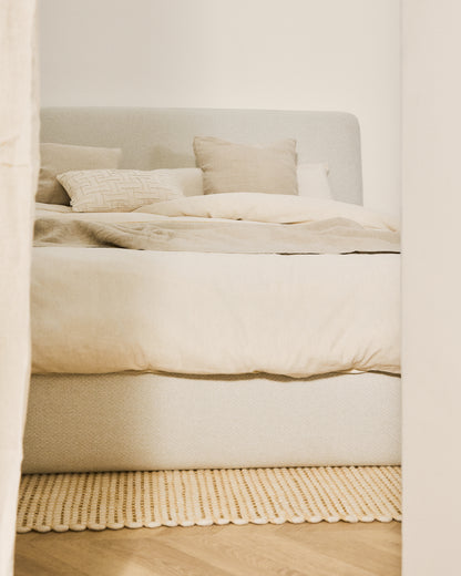 Letto sfoderabile Martina in ciniglia écru per materassi 180 x 200 cm