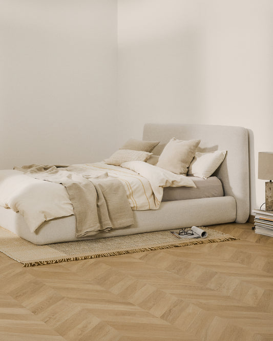 Letto sfoderabile Martina in ciniglia écru per materassi 180 x 200 cm