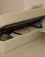 Letto contenitore sfoderabile con apertura laterale Nelzi in ciniglia écru per materasso da 90 x 200 cm