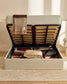 Letto contenitore sfoderabile Nelzi in ciniglia écru per materasso da 180 x 200 cm FSC 100%