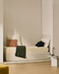 Letto contenitore sfoderabile con apertura laterale Nelzi in ciniglia écru per materasso da 90 x 200 cm