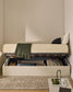 Letto contenitore sfoderabile con apertura laterale Nelzi in ciniglia écru per materasso da 90 x 200 cm