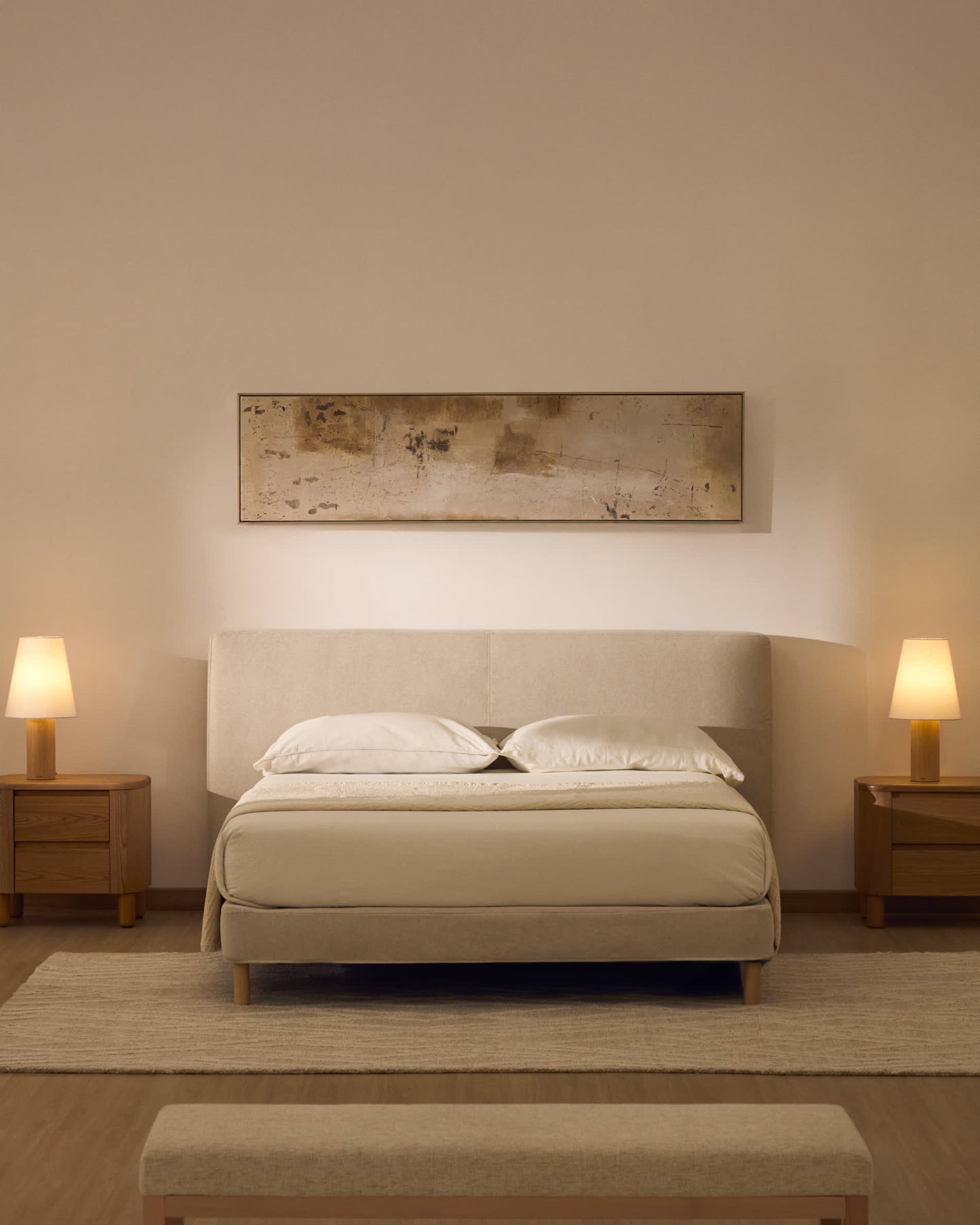 Testiera sfoderabile Blok écru per letto fino a 160 cm