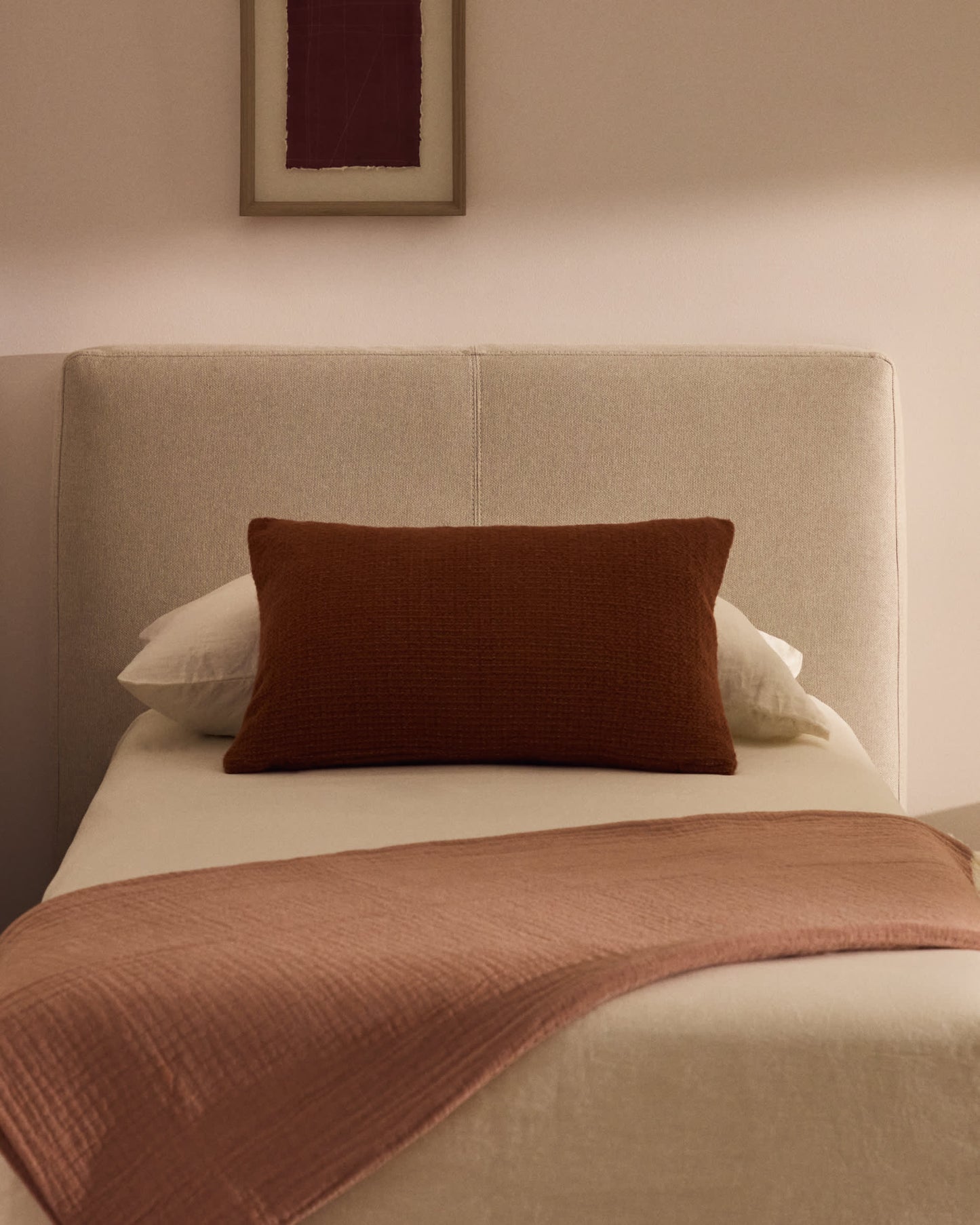 Testiera sfoderabile Blok écru per letto fino a 90 cm