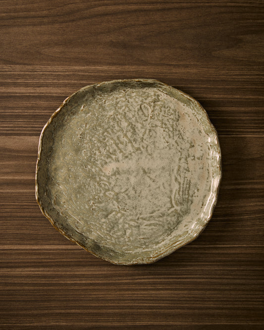 Piatto piano Alenia in ceramica grigia