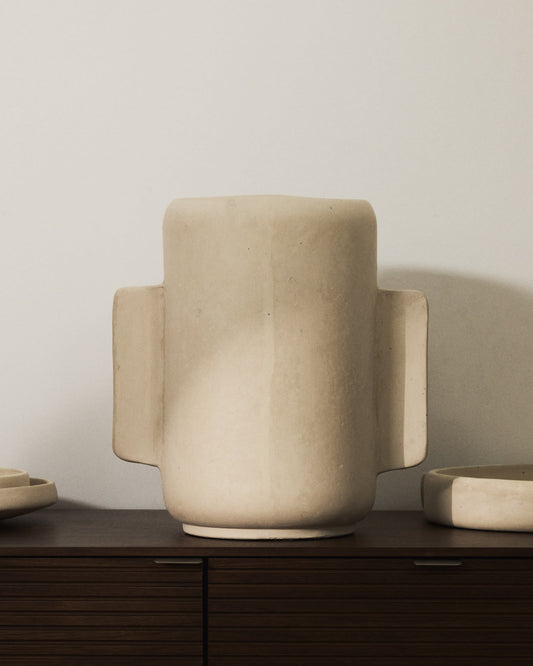Vaso Mireni in cartapesta beige 38 cm