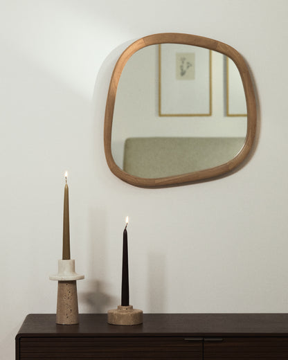Specchio Alura in legno di teak 45,5 x 47 cm