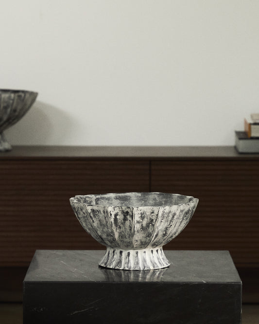 Centrotavola Valura in cartapesta grigio Ø 26 cm