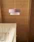 Lampada da soffitto Bianella in cotone e velluto a coste rosa