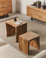 Set di 2 tavolini da appoggio a nido Lomiri in legno massiccio di acacia con finitura sbiancata 50x42 cm / 34x42 cm