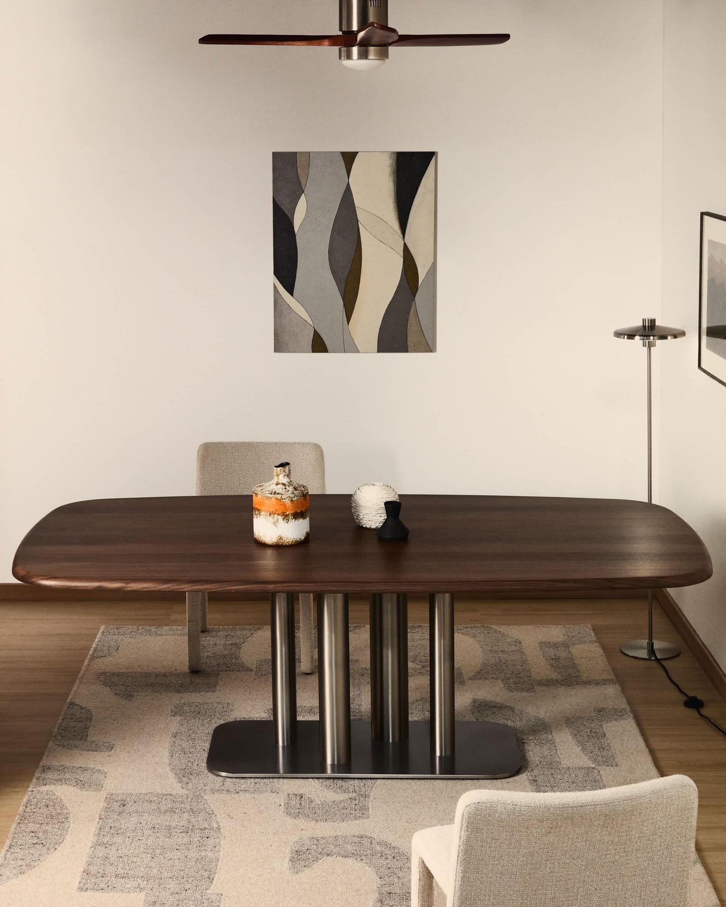 Tela astratta Marvilo grigio e senape 80 x 100 cm