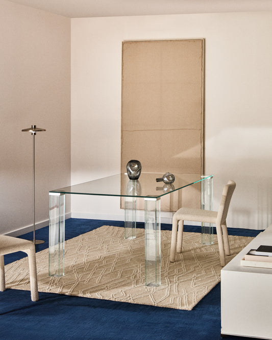 Tavolo Adularia in vetro temperato trasparente 160 x 90 cm