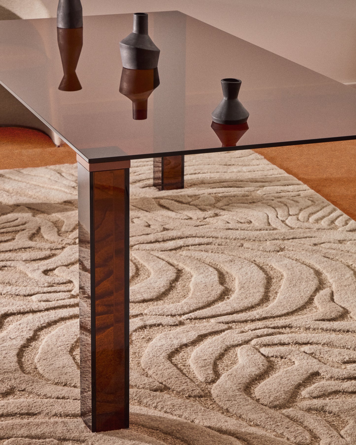 Tavolo Adularia in vetro temperato marrone 160 x 90 cm