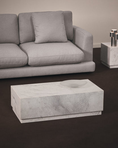 Tavolino da salotto Sorein in marmo bianco 100 x 50 cm