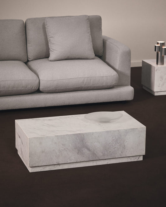 Tavolino da salotto Sorein in marmo bianco 100 x 50 cm