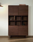 Credenza alta Norlen 4 ante in impiallacciato di noce 100 x 163 cm