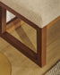 Panca Loya in ciniglia beige e legno di faggio con finitura color noce 128 cm