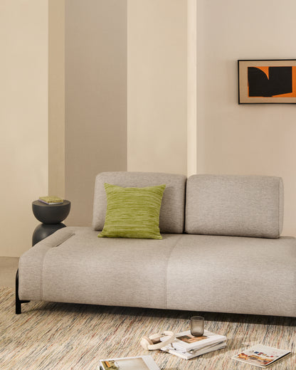 Modulo Compo 2 posti beige grigiastro con struttura metallica nera 200 cm
