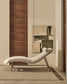 Divano Osla in ciniglia beige con gambe in acciaio inox spazzolato 175 cm
