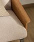 Divano Amsen 3 posti in ciniglia beige, in compensato di rovere beige con gambe in acciaio inox spazzolato 205 cm
