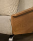 Divano Amsen 3 posti in ciniglia beige, in compensato di rovere beige con gambe in acciaio inox spazzolato 205 cm
