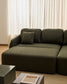 Divano letto Laira 3 posti in ciniglia verde scuro con chaise longue destra 246 cm