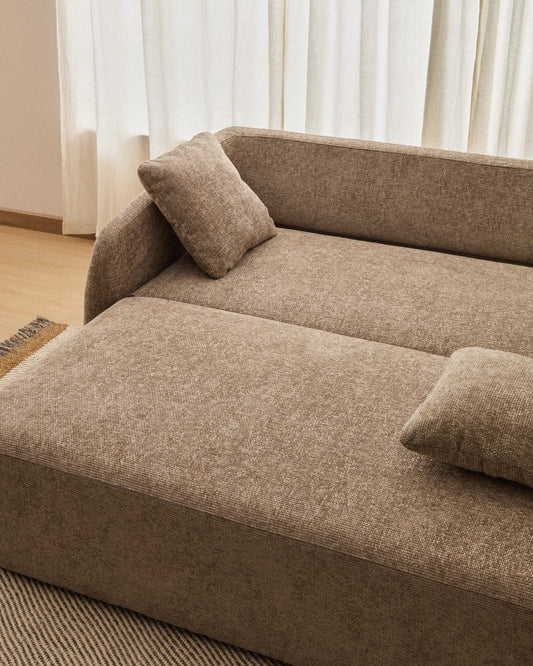 Divano letto Laira 3 posti in ciniglia tortora 218 cm
