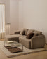 Divano letto Laira 3 posti in ciniglia tortora con chaise longue sinistra 246 cm