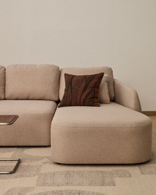 Divano letto Laira 3 posti in ciniglia beige con chaise longue destra 246 cm