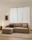 Divano letto Laira 3 posti in ciniglia beige con chaise longue sinistra 246 cm