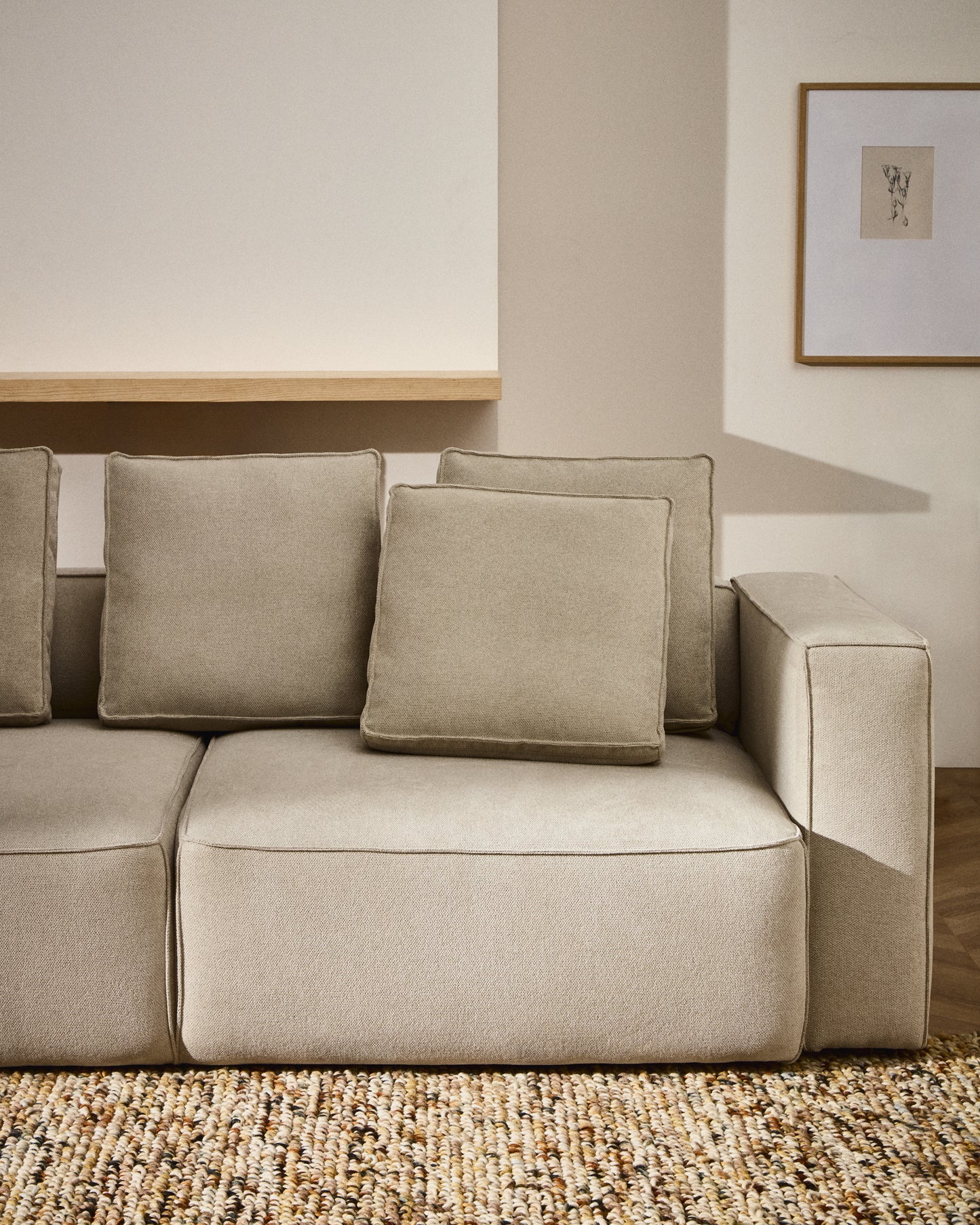 Divano letto Marela 3 posti in ciniglia beige 236 cm