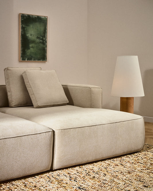 Divano letto Marela 3 posti con chaise longue destra in ciniglia beige 236 cm