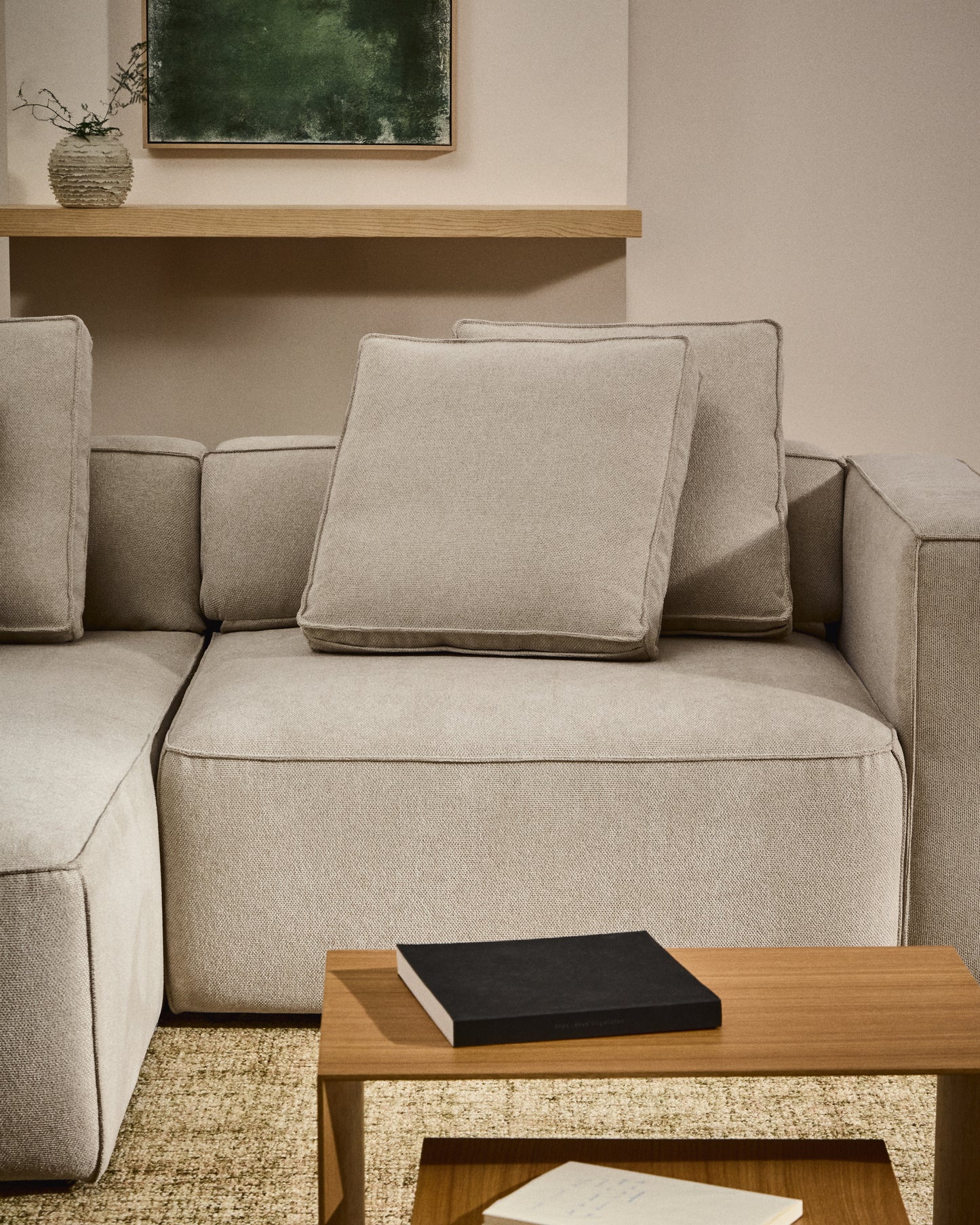 Divano letto Marela 3 posti con chaise longue sinistra in ciniglia beige 236 cm