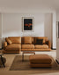 Divano Gala 4 posti in pelle con chaise longue sinistra marrone 300 cm
